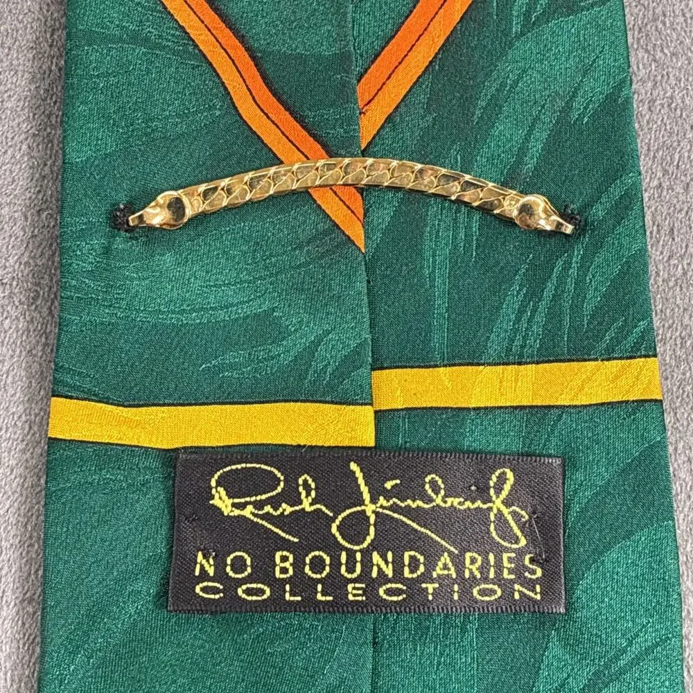 Rush Limbaugh Neck Tie 100% Silk Green Stained Glass Window Benefits Charity
